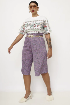 Bermuda roxa cintura alta - loja online