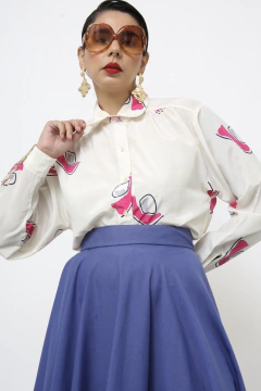 Camisa estampada manga longa vintage na internet