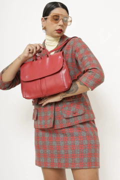 Mochila vermelha PVC vintage - loja online