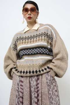 Pulover bege listras vintage - loja online