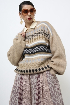 Pulover bege listras vintage