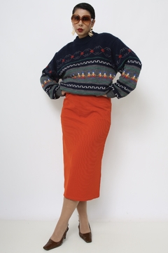 Pulover bonecos azul vintage - Capichó Brechó