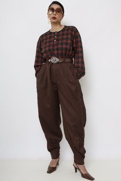 Blusa xadrez vintage manga longa