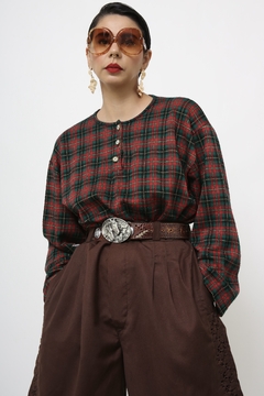 Blusa xadrez vintage manga longa - comprar online