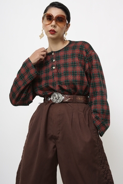 Blusa xadrez vintage manga longa
