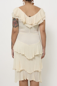 Vestido babados off white - loja online
