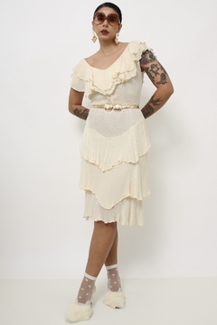 Vestido babados off white - comprar online