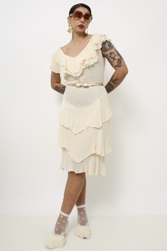 Vestido babados off white
