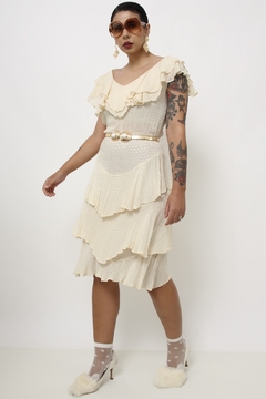 Vestido babados off white