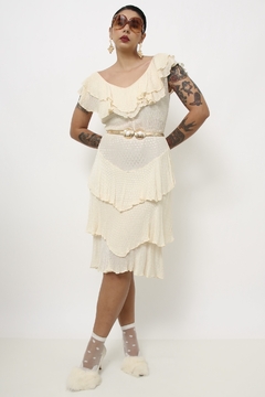 Vestido babados off white - Capichó Brechó