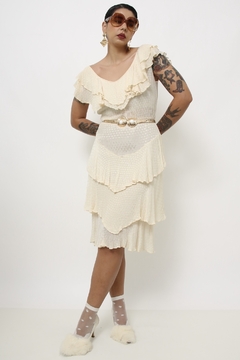 Vestido babados off white - Capichó Brechó