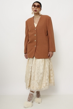 Blazer telha vintage forrado lã - Capichó Brechó