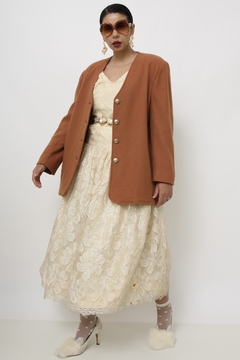 Blazer telha vintage forrado lã - Capichó Brechó