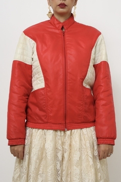 Jaqueta puffer vermelha com off