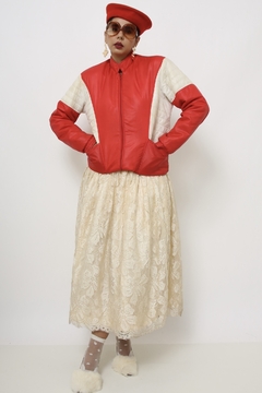 Jaqueta puffer vermelha com off - loja online