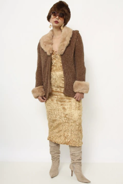 Casaco gola e mangas de pelo vintage na internet