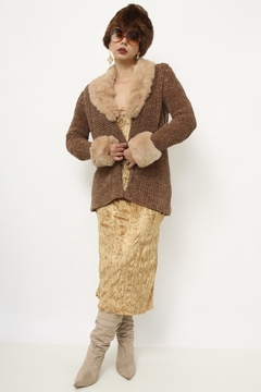 Casaco gola e mangas de pelo vintage - comprar online