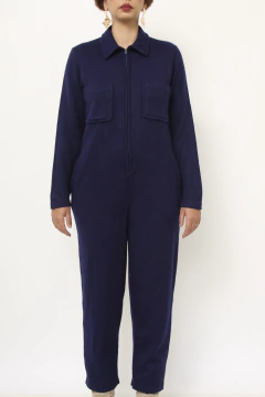 Macacão de tricot azul marinho vintage - Capichó Brechó