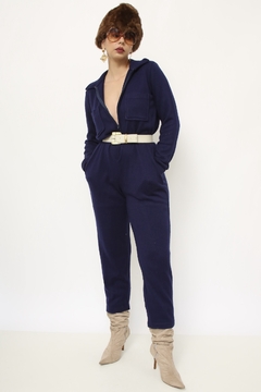 Macacão de tricot azul marinho vintage - loja online