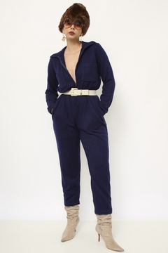 Macacão de tricot azul marinho vintage - comprar online