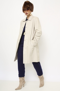 Casaco couro longo off white