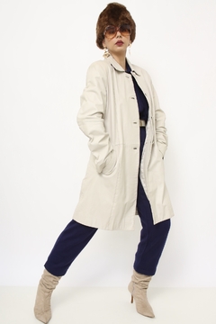 Casaco couro longo off white - loja online