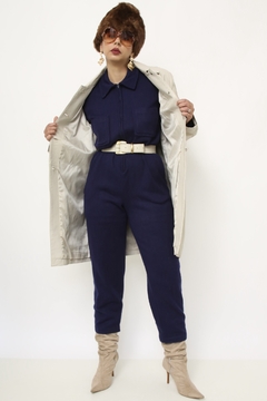 Casaco couro longo off white na internet