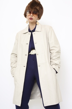 Casaco couro longo off white - loja online