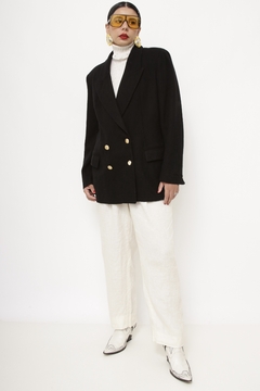 Blazer preto 100% lã b.dourado