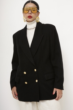 Imagem do Blazer preto 100% lã b.dourado