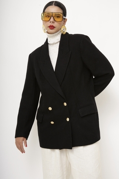 Blazer preto 100% lã b.dourado - comprar online