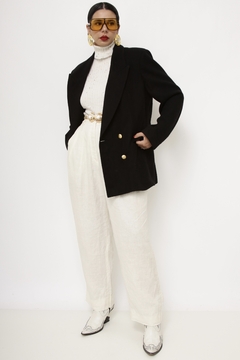 Blazer preto 100% lã b.dourado - loja online