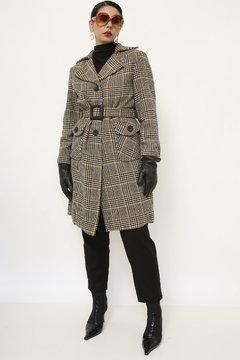 Casaco xadrez vintage cinto forrado - comprar online