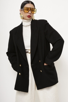 Blazer preto 100% lã b.dourado