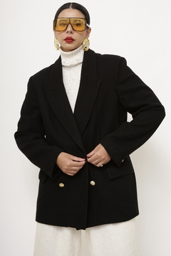 Blazer preto 100% lã b.dourado - comprar online