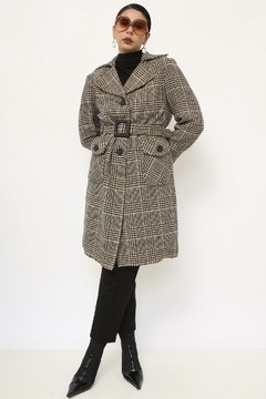Casaco xadrez vintage cinto forrado - comprar online