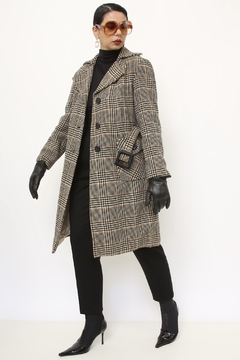Casaco xadrez vintage cinto forrado - loja online
