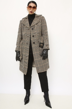 Casaco xadrez vintage cinto forrado - loja online