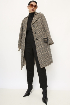 Casaco xadrez vintage cinto forrado - loja online