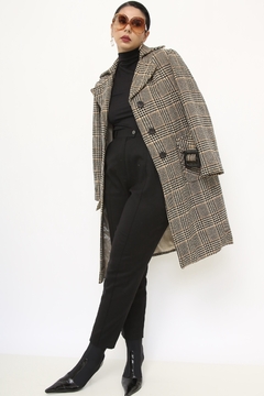 Casaco xadrez vintage cinto forrado - comprar online