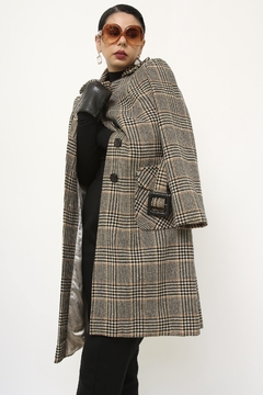 Casaco xadrez vintage cinto forrado - comprar online