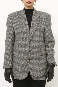 Blazer cinza forrado ombreira vintage