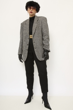 Blazer cinza forrado ombreira vintage - comprar online