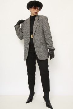 Blazer cinza forrado ombreira vintage