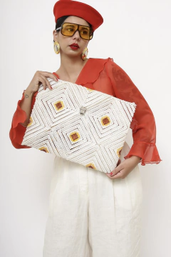 Bolsa branca mão pintura color - comprar online