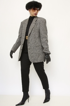 Blazer cinza forrado ombreira vintage - loja online