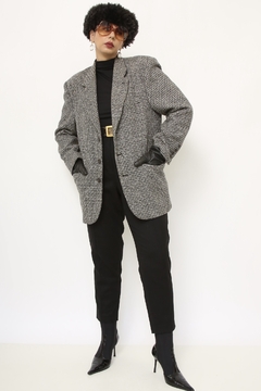 Blazer cinza forrado ombreira vintage - comprar online
