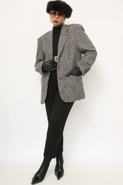 Blazer cinza forrado ombreira vintage - loja online