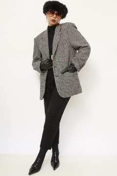 Blazer cinza forrado ombreira vintage - comprar online