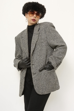Blazer cinza forrado ombreira vintage
